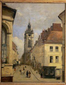 Het belfort van Douai ... door Jean Baptiste Camille Corot