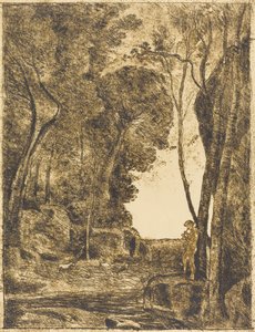 Kleine Herder, 1e Plaat Le Petit Berger, 1855 door Jean Baptiste Camille Corot