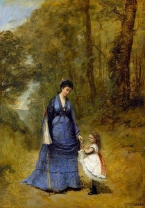 Madame Stumpf en haar dochter door Jean Baptiste Camille Corot
