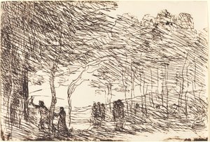 Orpheus Leidt Eurydice, 1860 door Jean Baptiste Camille Corot