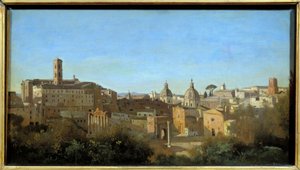 Rome, het forum gezien vanuit de Farnese-tuinen door Jean Baptiste Camille Corot