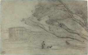 Souvenir: Romeins landschap met het Colosseum door Jean Baptiste Camille Corot