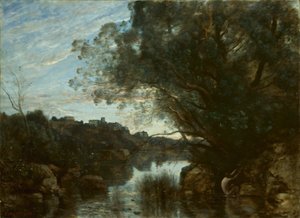 Souvenir van de Omgeving van het Meer van Nemi door Jean Baptiste Camille Corot