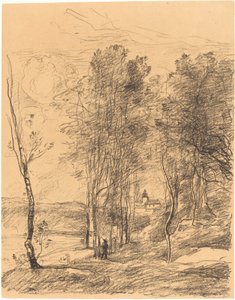 De klokkentoren van St. Nicolas-Lez-Arras (Le Clocher de St. Nicolas-Lez-Arras) door Jean Baptiste Camille Corot