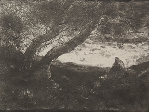 De Dromer, originele indruk 1854, gedrukt in 1921 door Jean Baptiste Camille Corot