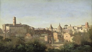 Het Forum gezien vanuit de Farnese Tuinen, Rome door Jean Baptiste Camille Corot