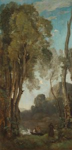De vier tijden van de dag (avond) door Jean Baptiste Camille Corot