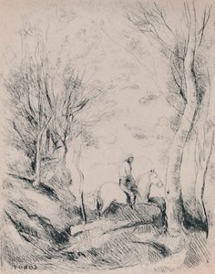 De Ruiter in het Bos door Jean Baptiste Camille Corot