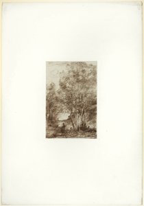 De retraite van de filosofen door Jean Baptiste Camille Corot