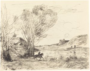 De ruiter in het riet door Jean Baptiste Camille Corot