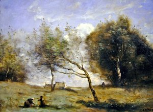 De omgeving van de kleine boerderij door Jean Baptiste Camille Corot