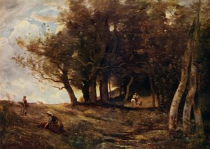 De houtverzamelaars, ca. 1843 door Jean Baptiste Camille Corot