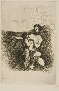 Venus die de vleugels van Cupido knipt, tweede plaat door Jean Baptiste Camille Corot