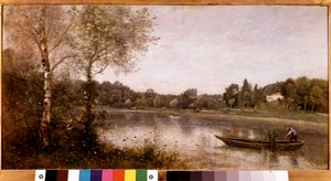 Uitzicht op de vijver van de stad Avray door Jean Baptiste Camille Corot