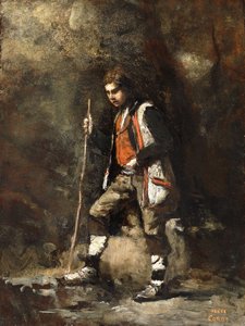 Jonge Italiaanse Jongen op de Berg, c.1845-55 door Jean Baptiste Camille Corot