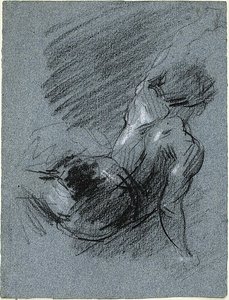 Achteraanzicht van zittende figuur met opgeheven linkerarm door Jean Baptiste Carpeaux