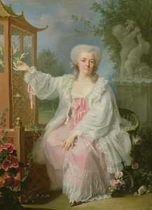 Portret van een dame bij een pagode