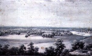 Een uitzicht vanuit het zomerhuis door Jean Baptiste Claude Chatelain