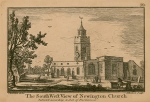 Het zuidwestelijke uitzicht van de kerk van Newington