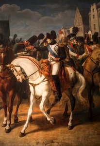 Napoleon geeft het kruis van het Legioen van Eer aan een Russische soldaat in Tilsitt 1808