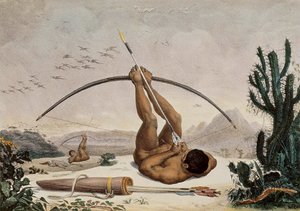 Inheemse Boogschutters, Illustratie uit de Reizen in het Binnenland van Brazilië, 1834 door Jean Baptiste Debret