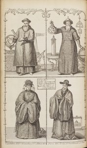 Portretten van Ferdinand Verbiest, Adam Schall, Candida Xu en Xu Guangqi uit een beschrijving van de e door Jean Baptiste Du Halde