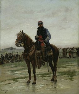 Een bereden officier, 1877 door Jean Baptiste Edouard Detaille