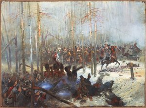 Aanval van cuirassiers in Rusland door Jean Baptiste Edouard Detaille. Napoleontische oorlogen, Rusland