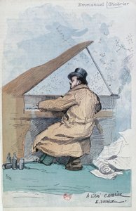 Gekleurde gravure van Franse componist Emmanuel Chabrier