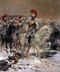 Russische Campagne van 1812: Voor de aanval, de karabiniers in Winkowo door Jean Baptiste Edouard Detaille