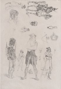 Blad met schetsen (detail), 1868 door Jean Baptiste Edouard Detaille