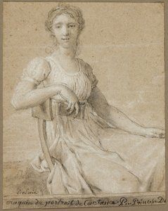 Schets van het portret van Constance Pipelet (recto); Kop van een vrouw (verso) door Jean Baptiste Francois Desoria