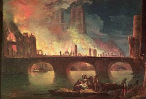 Een Brand in het Hotel-Dieu in 1772 door Jean Baptiste Genillion