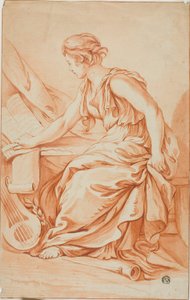 Eulerpe of Clio door Jean Baptiste Greuze