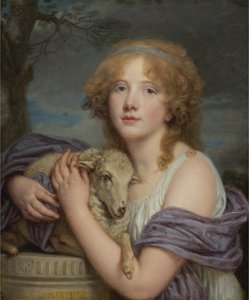 Meisje met lam door Jean Baptiste Greuze