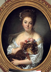 Portret van Madame De Porcin Schilderij door Jean Baptiste Greuze (1725-1805). Ca. 1770. Dim 0,72 x 0,58 m. Angers. Museum voor Schone Kunsten