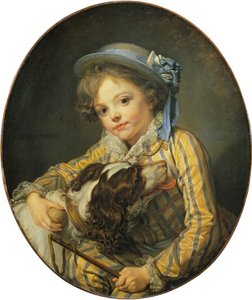Jonge jongen met hond door Jean Baptiste Greuze