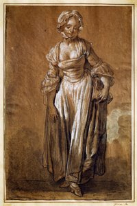 Staand meisje, tekening door Jean-Baptiste Greuze