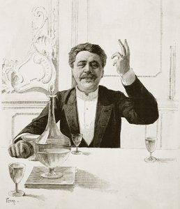 Portret van Henry Becque (1837-1899), Franse toneelschrijver - gravure door Florian naar Jean-Baptiste Guth (1883-1921) - Gepubliceerd in Revue illustree, ca. 1890