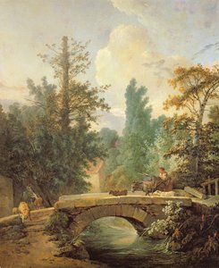 Boerin en haar ezel die een brug oversteken, 1775