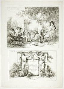 Plaat Een van 38 uit Oeuvres de J. B. Huet door Jean Baptiste Huet