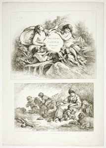 Plaat Zeven van 38, uit Oeuvres de J. B. Huet door Jean Baptiste Huet