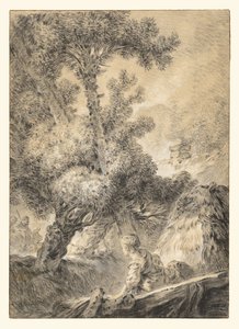 Herder en herderin in een bucolisch landschap door Jean Baptiste Huet