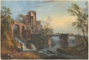 Dageraad Landschap met Klassieke Ruïnes
