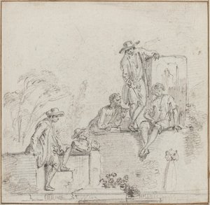 Figuren Zittend Rond een Fontein