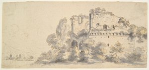 Italiaans landschap met ruïnes door Jean Baptiste Lallemand