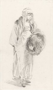 Russische vrouw met een bontmof, tussen 1758 en 1761
