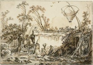 Studie voor het Frontispice, voor Varie Vedute del Gentile door Jean Baptiste Le Prince