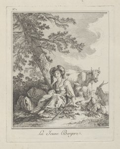 De jonge herderin, plaat twee uit Divers Habillements des Peuples du Nord door Jean Baptiste Le Prince