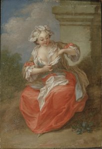 Jong meisje dat vlooien vangt, c.1750 door Jean Baptiste Lebel